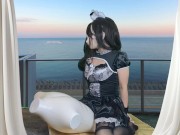 HENTAI Aibu。ベランダ。メイド。拘束されながらオナニー。 2/16