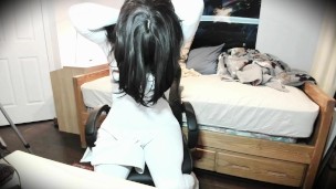 Clovey Hathaway Pt3! Stripping your rubber doll from her white bodysuit!