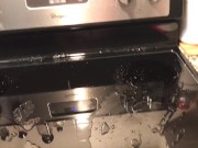 Pissing all over my kitchen stove and floor 10/16
