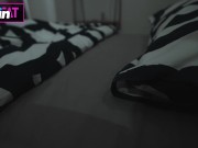 Step mom shared bed after scary movie with step son and seduced him to fuck till accidental creampie 1/16