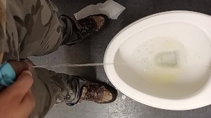 Peeing in a public bathroom