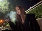 Italian Sexy Milf Artemisia Love Hot Solo Outdoor Smoking Session @ night Long hair Fetish 16/16