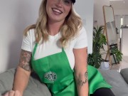 Barista girl cheats on boyfriend while he's at work 