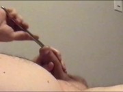 Jerking Off using a 10mm Urethral Sounds in my Pee Hole and cuming from sounding 3/16