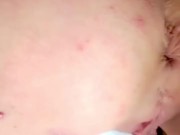 Hot blonde Minho opens her ass wide lying on the bed in stockings and high heels OnlyFans 15/16