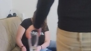 Layla drinks full glass of piss using a straw