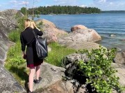 Unexpected Nude Striptease on a Public Beach Cliff – Watch Till the End! 1/16