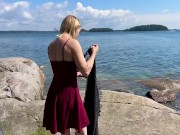 Unexpected Nude Striptease on a Public Beach Cliff – Watch Till the End! 3/16