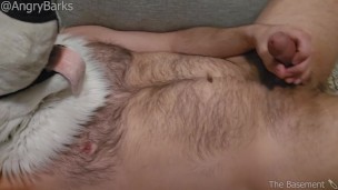 Furry Eunuch @AngryBarks gets hard rubbing his empty sack,shoots infertile cum💦 Good Neutered Puppy