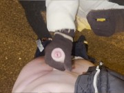 hot HANDJOB with FABRIC GLOVES – CUM on the ASPHALT🧤💦 11/16