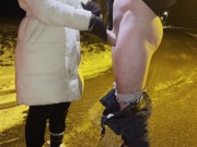 hot HANDJOB with FABRIC GLOVES – CUM on the ASPHALT🧤💦 12/16