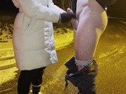 hot HANDJOB with FABRIC GLOVES – CUM on the ASPHALT🧤💦 13/16