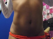 Naughty Gamer Girl Red Underwear Tease 8/16