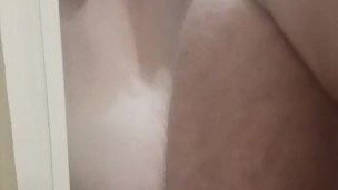 Mirror anal massive purple dildo