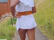 UPSKIRT No PANTIES No BRA in a SEETHROUGH Dress in PUBLIC 12/16