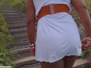 UPSKIRT No PANTIES No BRA in a SEETHROUGH Dress in PUBLIC 8/16