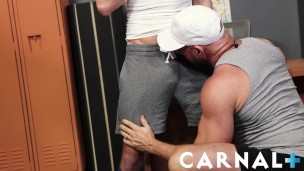 TwinkTop Lane Colten has big cock sucked in jockstrap by Killian Knox