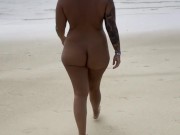 naked girl🥵 Playing On The Nudist Beach😏