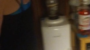 Small petite horny girl is high and dressed like a hooker