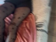 I jerk him off until he cums on my tights 8/16