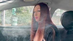 Italian Hot Long Hair Milf Artemisia Love Hot Solo 420 Smoke Fetish in the car OF@ArtemisiaLove101