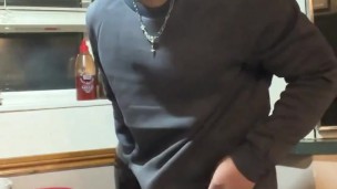 Asian Guy Gets Horny In The Kitchen