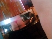 Smoking in neon pink lace bra and panties 2/16