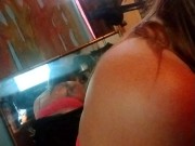 Smoking in neon pink lace bra and panties 5/16