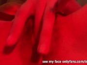 Horny girl masturbates her pussy in the club with red led lights 11/16