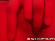 Horny girl masturbates her pussy in the club with red led lights 3/16