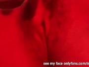 Horny girl masturbates her pussy in the club with red led lights 4/16