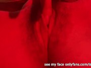 Horny girl masturbates her pussy in the club with red led lights 5/16