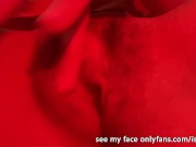 Horny girl masturbates her pussy in the club with red led lights 8/16