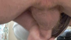 Plugging my ass and milking my dick to eat the cum before a shower