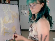 Painting another self portrait :) :) :) 2/16