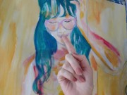 Painting another self portrait :) :) :) 8/16