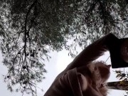 Walking in a forest on a cold day, I got a hot rod to heat my pussy 7/16