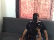 I ride my husband's cock and ask him to fill my pussy.