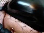 Horny BBW repeatedly squirts while masterbating in fishnets 10/16