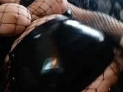Horny BBW repeatedly squirts while masterbating in fishnets 7/16