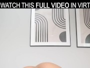 Solo brunette Latina girl Kristy Ley masturbates on the couch with a sex toy in VR. 3/16