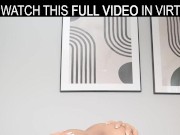 Solo brunette Latina girl Kristy Ley masturbates on the couch with a sex toy in VR. 4/16