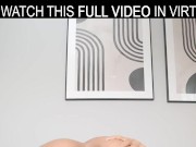Solo brunette Latina girl Kristy Ley masturbates on the couch with a sex toy in VR. 5/16