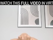 Solo brunette Latina girl Kristy Ley masturbates on the couch with a sex toy in VR. 7/16