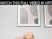 Solo brunette Latina girl Kristy Ley masturbates on the couch with a sex toy in VR. 8/16