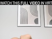 Solo brunette Latina girl Kristy Ley masturbates on the couch with a sex toy in VR. 9/16