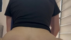 Riding big anal dildo