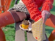 Naked drinking coffee in the park 1/16