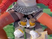 Naked drinking coffee in the park 3/16