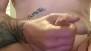 Stroking until I ooze hot cum.